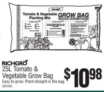 Bunnings Richgro Tomato & Vegetable Grow Bag 25L offer