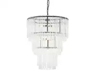 LivingStyles Zara Glass Tube Droplet Pendant Light, 3 Tier Round, Black offer