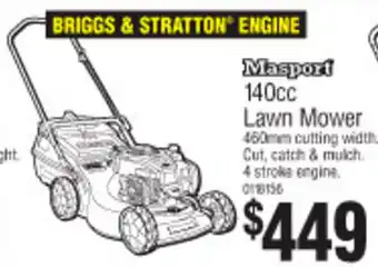 Bunnings Masport Lawn Mower 140cc 460mm offer