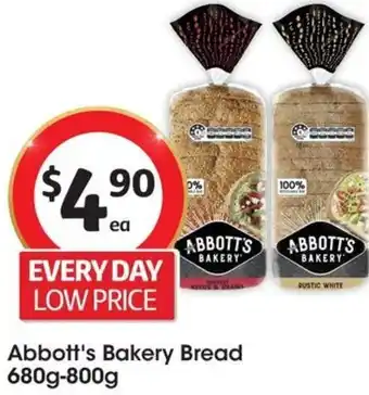 Coles Abbott's Bakery Bread 680g-800g offer