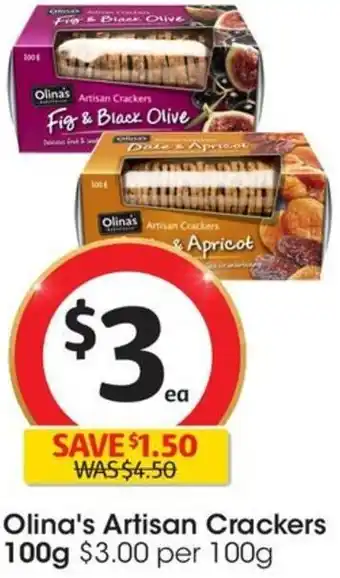 Coles Olina's Artisan Crackers 100g offer