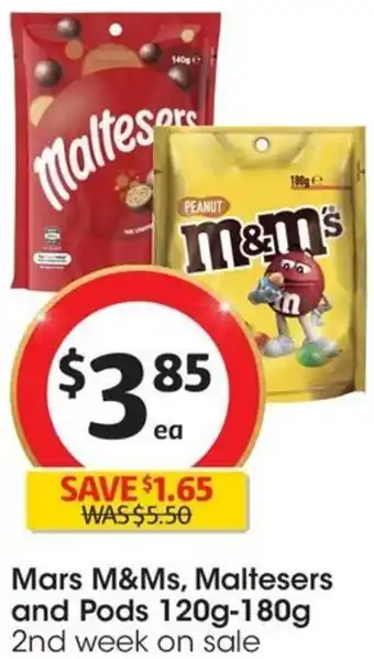 Coles Mars M&Ms, Maltesers and Pods 120g-180g offer