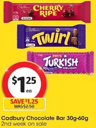 Coles Cadbury Chocolate Bar 30g-60g offer