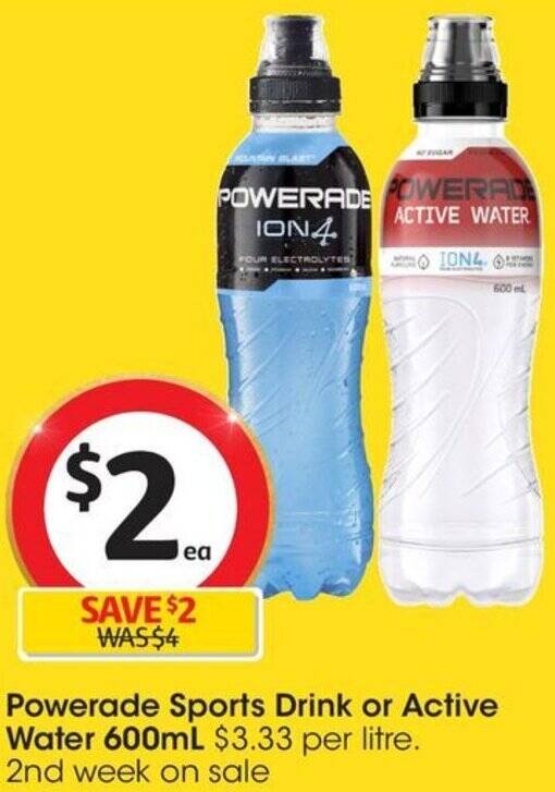 Powerade Sports Drink or Active Water 600mL offer at Coles