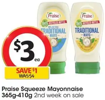 Coles Praise Squeeze Mayonnaise 365g-410g offer