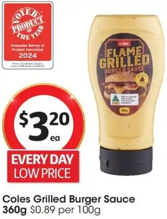 Coles Coles Grilled Burger Sauce 360g offer