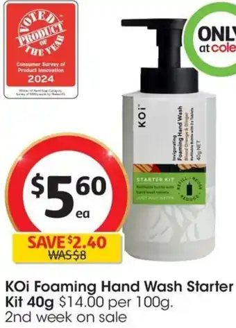 Coles KOi Foaming Hand Wash Starter Kit 40g offer
