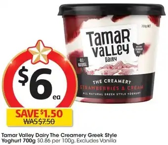 Coles Tamar Valley Dairy The Creamery Greek Style Yoghurt 700g offer