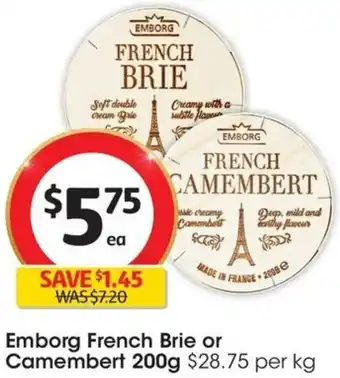 Emborg French Brie or Camembert 200g