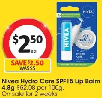 Nivea Hydro Care SPF15 Lip Balm 4.8g