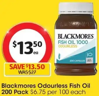 Coles Blackmores Odourless Fish Oil 200 Pack offer