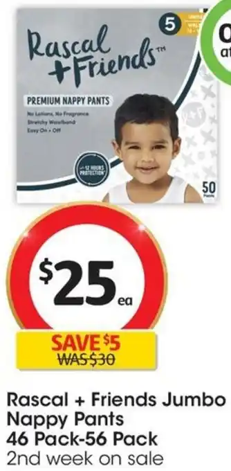 Coles Rascal + Friends Jumbo Nappy Pants 46 Pack-56 Pack offer