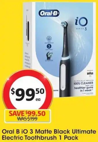 Coles Oral B iO 3 Matte Black Ultimate Electric Toothbrush 1 Pack offer
