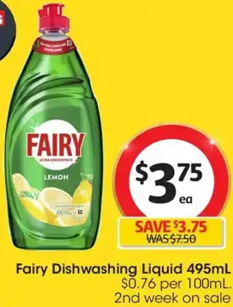 Coles Fairy Dishwashing Liquid 495mL offer