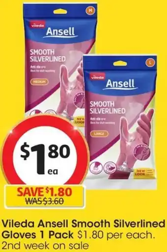 Coles Vileda Ansell Smooth Silverlined Gloves 1 Pack offer