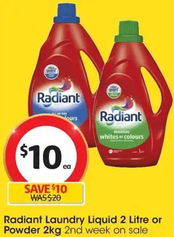 Radiant Laundry Liquid 2 Litre or Powder 2kg