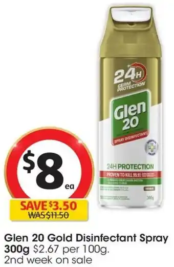 Coles Glen 20 Gold Disinfectant Spray 300g offer