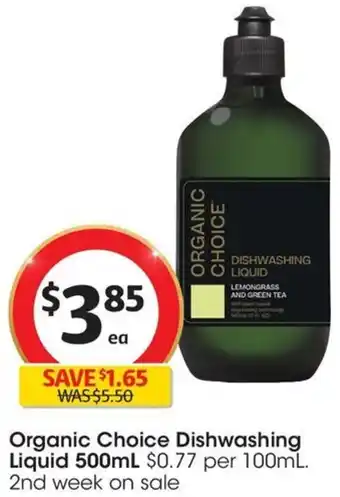 Coles Organic Choice Dishwashing Liquid 500mL offer