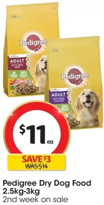Coles Pedigree Dry Dog Food 2.5kg-3kg offer
