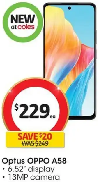 Coles Optus OPPO A58 offer