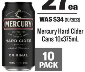 Mercury Hard Cider Cans 10x375mL