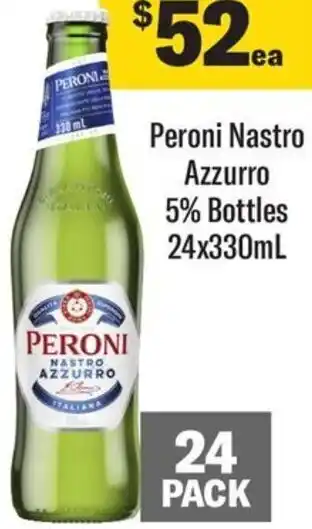 Peroni Nastro Azzurro 5% Bottles 24x330mL