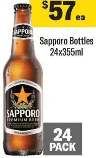 Coles Sapporo Bottles 24x355ml offer