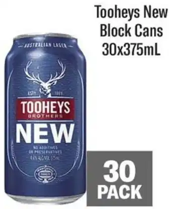 Coles Tooheys New Block Cans 30x375mL offer