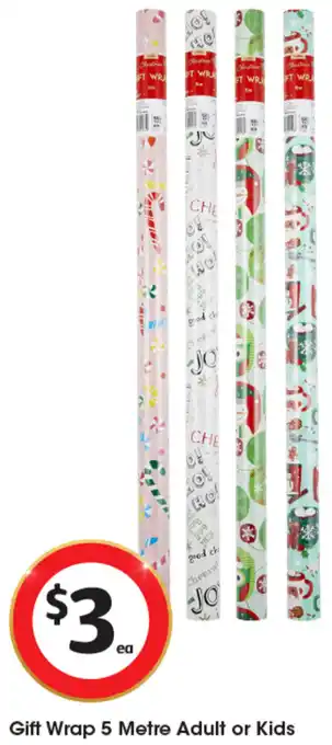 Coles Gift Wrap 5 Metre Adult or Kids offer