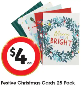 Coles Festive Christmas Cards 25 Pack offer