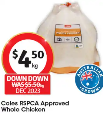 Coles Coles RSPCA Approved Whole Chicken offer