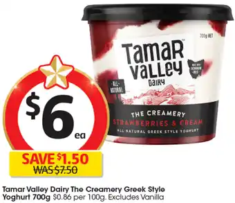 Coles Tamar Valley Dairy The Creamery Greek Style Yoghurt 700g offer