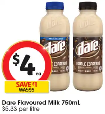 Coles Dare Flavoured Milk 750mL offer