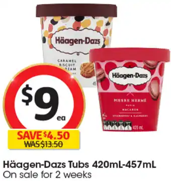 Coles Häagen-Dazs Tubs 420mL-457mL offer