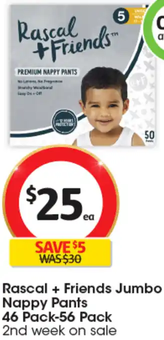 Coles Rascal + Friends Jumbo Nappy Pants 46 Pack-56 Pack offer