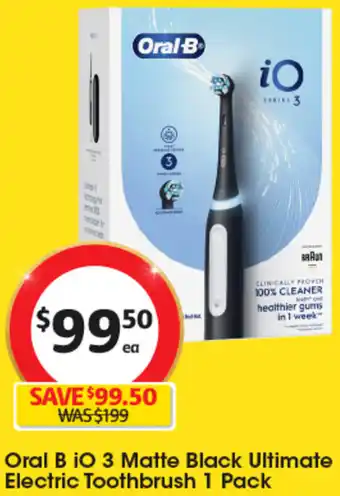 Coles Oral B iO 3 Matte Black Ultimate Electric Toothbrush 1 Pack offer