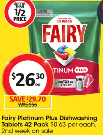 Coles Fairy Platinum Plus Dishwashing Tablets 42 Pack offer