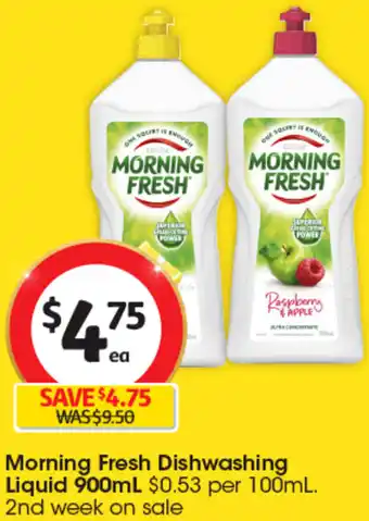 Coles Morning Fresh Dishwashing Liquid 900mL offer