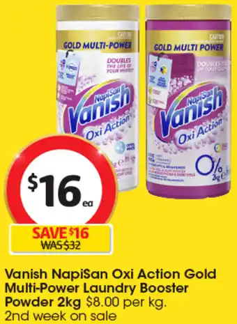 Coles Vanish Napisan Oxi Action Gold Multi-Power Laundry Booster Powder 2kg offer