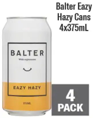 Coles Balter Eazy Hazy Cans 4x375mL offer