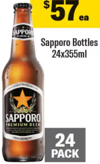 Coles Sapporo Bottles 24x355ml offer