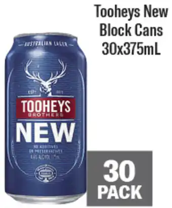 Coles Tooheys New Block Cans 30x375mL offer