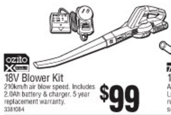 Bunnings Ozito 18V Blower Kit offer