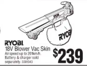 Bunnings Ryobi Blower Vac Skin 18V offer