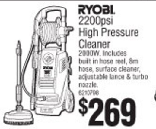 Ryobi 2200 best sale psi pressure washer