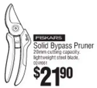 Bunnings Fiskars Solid Bypass Pruner 20mm offer