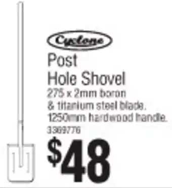 Bunnings Post Hole Shovel 275 x 2mm offer