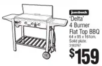 'Delta' 4 Burner Flat Top BBQ 64 x 95 x 161cm