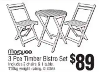 Bunnings Timber Bistro Set 3 Pce offer