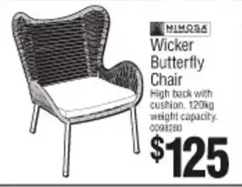 Bunnings Wicker Butterfly Chair 120kg offer